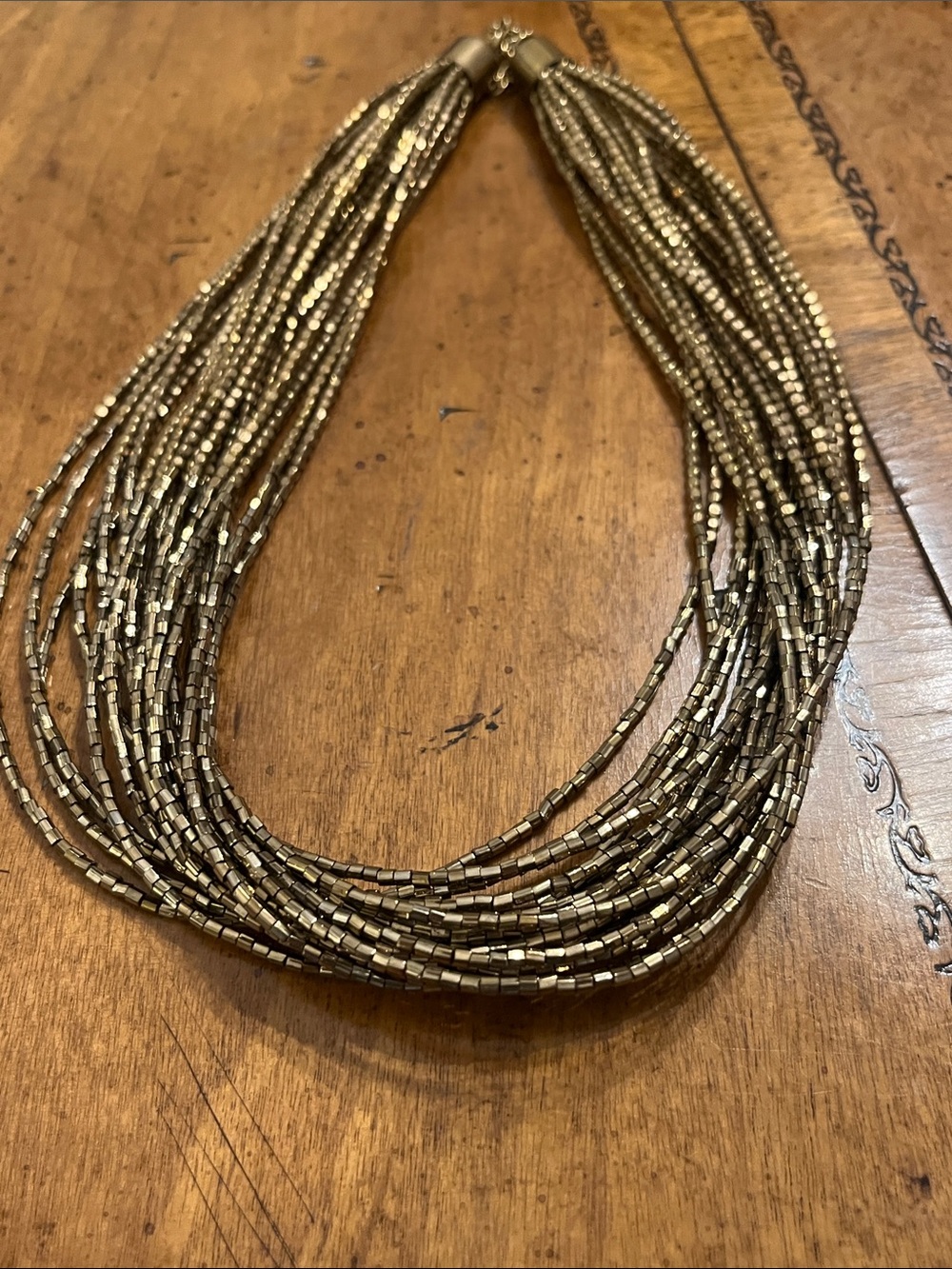 TASHA - Goldtone Seed Bead Multi Strand Beaded Necklace